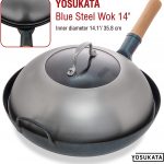 Small Yosukata 13,6-inch (34,5 cm) Stainless Steel Wok Lid with Tempered Glass Insert