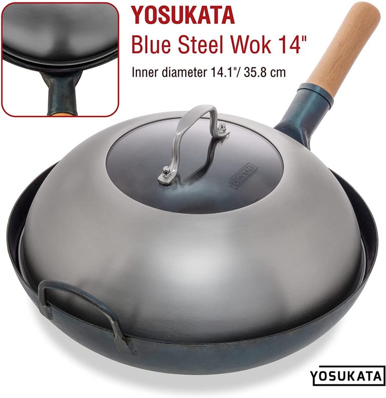 Yosukata 13,6-inch (34,5 cm) Stainless Steel Wok Lid with Tempered Glass Insert