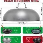 Small Yosukata 13,6-inch (34,5 cm) Stainless Steel Wok Lid with Tempered Glass Insert